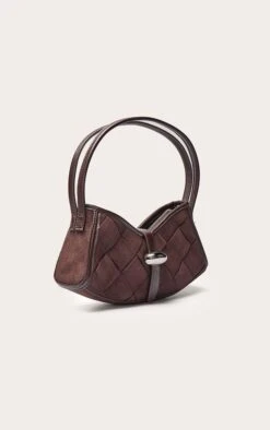 PrettyLittleThing Chocolate Faux Suede Woven Buckle Shoulder Bag -FRAME Clothing Shop 2df17e62c209006ff33c89f07f4b8bca7ac355c1 CNO3333 3 chocolate faux suede weave buckle shoulder bag