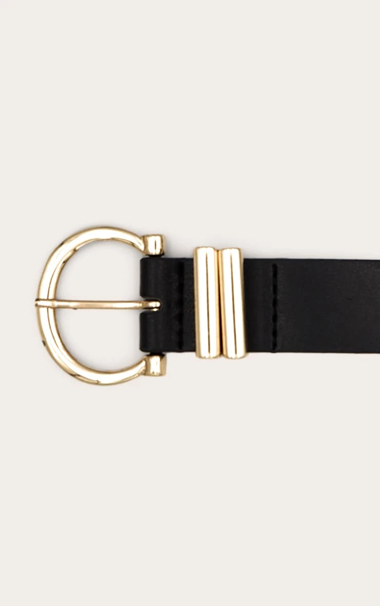 PrettyLittleThing Black PU Gold Horseshoe Buckle – Faux Leather Waist Belt 2 PrettyLittleThing Black PU Gold Horseshoe Buckle – Faux Leather Waist Belt - Image 2