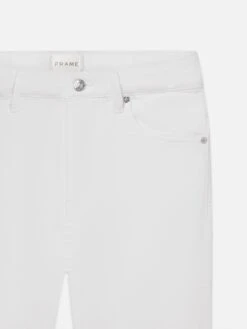 The Reboot Crop -- White -FRAME Clothing Shop 3001238 WHT DETAIL jeans front detail packshot image