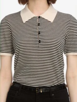 The Smart Polo -- Cream Multi 10 The Smart Polo -- Cream Multi -FRAME Clothing Shop 3001244 LVTE WF25KSW037 CREM 2027 v2 polo front detail image