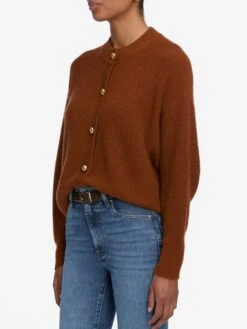 The Femme Cardi -- Rust 11 The Femme Cardi -- Rust -FRAME Clothing Shop 3001814 LOVR WF25KSW041 RUST 8135 cardi side angle image