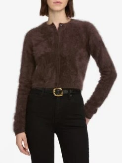 The Teddy Cardi -- Coffee -FRAME Clothing Shop 3004893 BLK WF25KSW046 CFFE WF25ABT008 ELK 8198 cardi front image