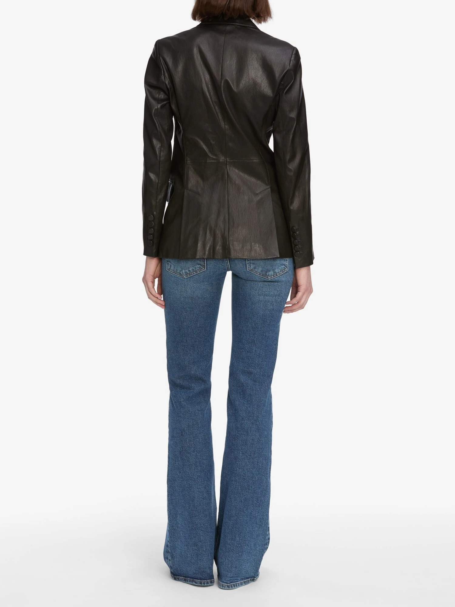 The Peak Lapel Leather Blazer -- Black 6 The Peak Lapel Leather Blazer -- Black - Image 6