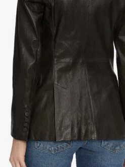 The Peak Lapel Leather Blazer -- Black 10 The Peak Lapel Leather Blazer -- Black -FRAME Clothing Shop 3014889 NEBU WF25LBZ001 BLK 8969 blazer back detail image