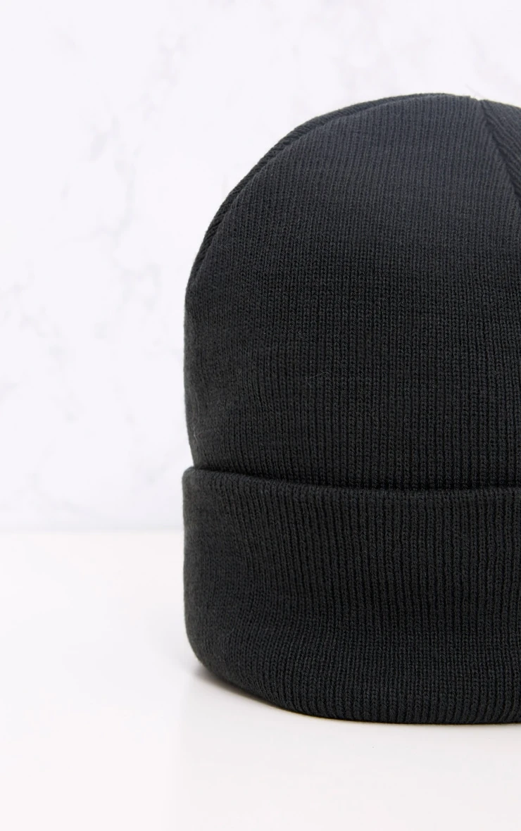 Prettylittlething Black Beanie Hat 4 Prettylittlething Black Beanie Hat - Image 4