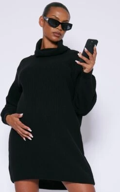 PrettyLittleThing Maternity Black Knit High Neck Oversized Sweater Dress 8 PrettyLittleThing Maternity Black Knit High Neck Oversized Sweater Dress -FRAME Clothing Shop 30a133c40b3dae0af2358c783bead5227d0bf606 cng7177 4