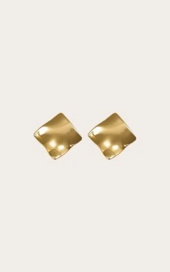 Prettylittlething Gold Water Resistant Crinkle Twist Stud Earrings