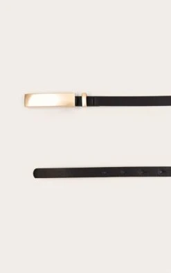 Prettylittlething Black PU Elongated Gold Buckle Skinny Belt -FRAME Clothing Shop 32a482e34d8058391bc7ccadf847a8cfa65d1e34 CNO3339 3 black pu elongated gold buckle skinny belt