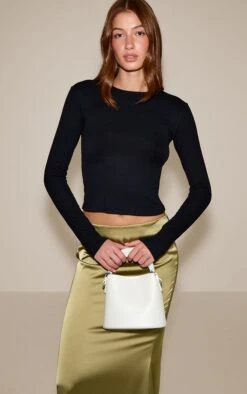 Cream Resin Handle Bucket Bag