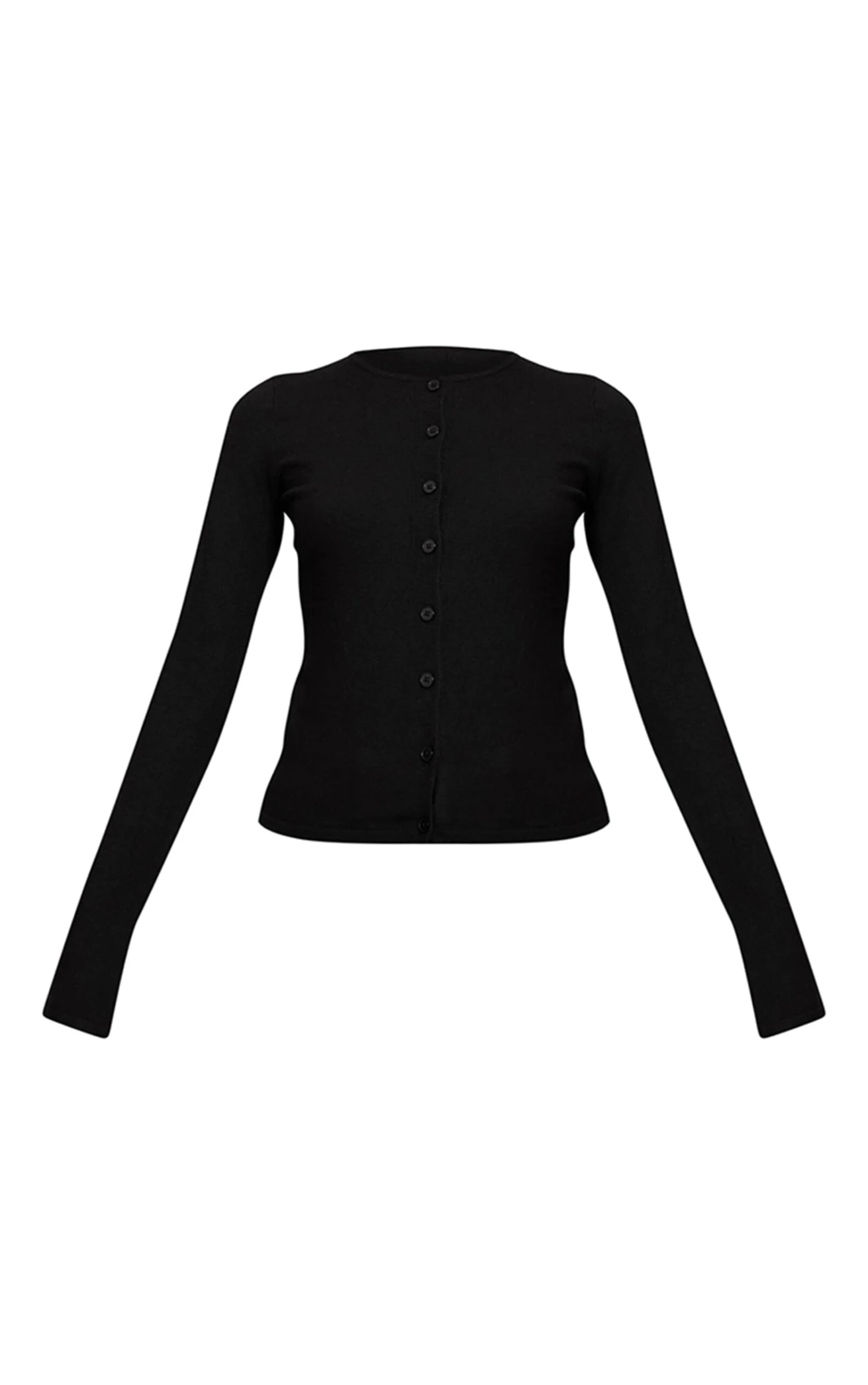 Prettylittlething Black Button Through Fine Knit Cardigan 5 Prettylittlething Black Button Through Fine Knit Cardigan - Image 5