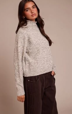 Grey Marl Relaxed Long Sleeve Sweater