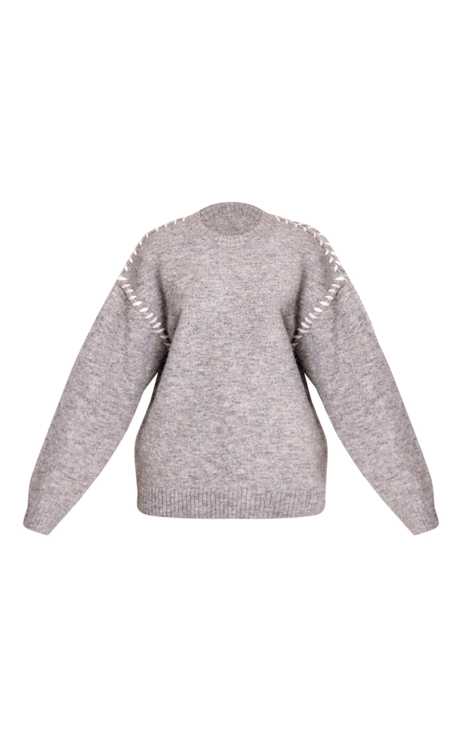 Grey Blanket Stitch Knit Sweater 5 Grey Blanket Stitch Knit Sweater - Image 5