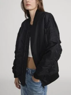 The Smoke Bomber -- Black 12 The Smoke Bomber -- Black -FRAME Clothing Shop 4024210 LILT WP26WJA012 BLK 2400 jacket side angle image