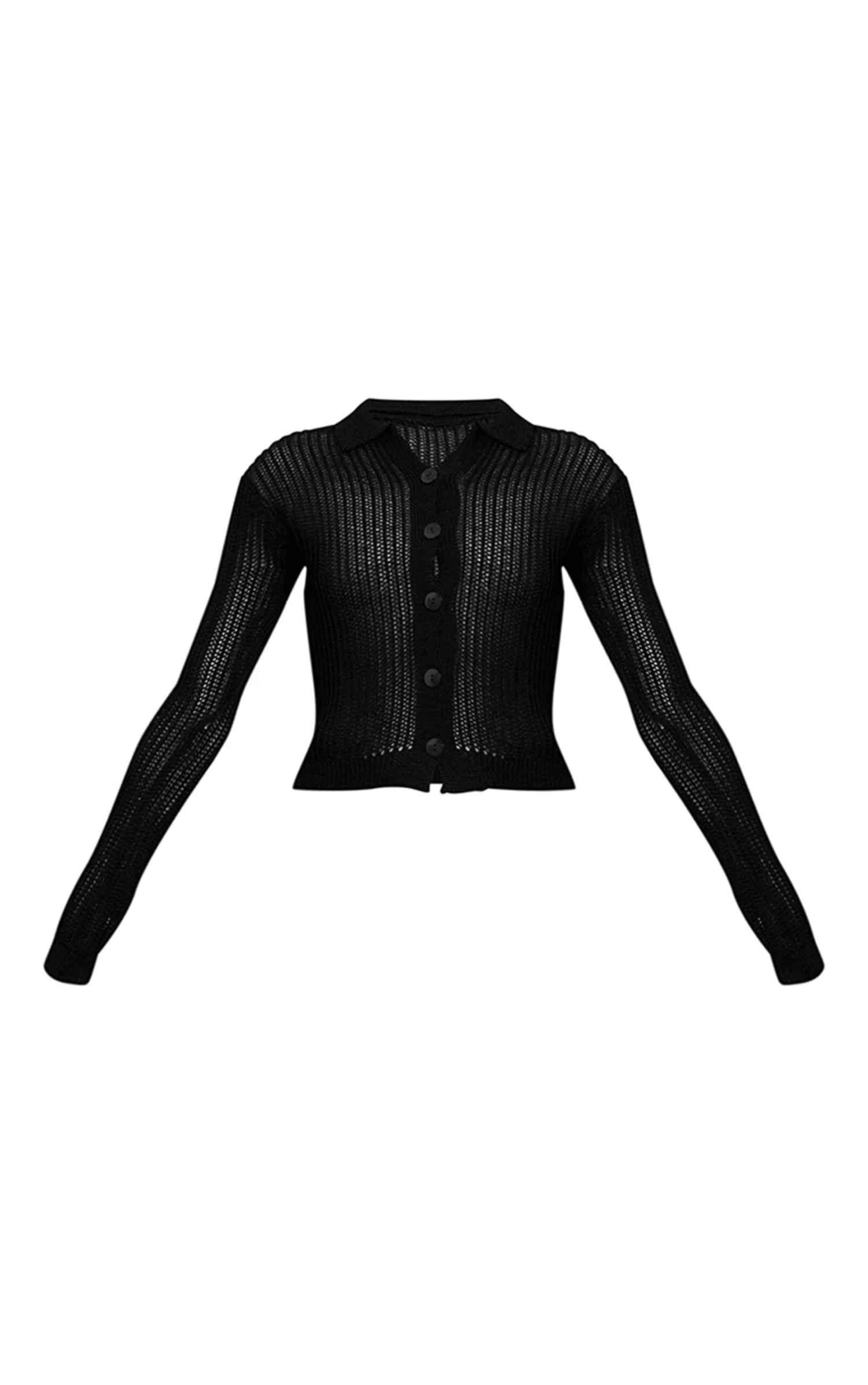 Prettylittlething Black Filagree Knit Button Up Cardigan 5 Prettylittlething Black Filagree Knit Button Up Cardigan - Image 5