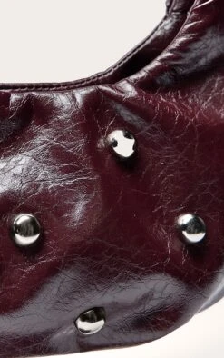 PrettyLittleThing Plum Crinkle PU Silver Studded Shoulder Bag - Glossy Faux Leather Handbag -FRAME Clothing Shop 4341f07fc918b4d50d58e4f8d879a91fdbaf54a9 CNO3329 5 plum crinkle pu silver studded shoulder bag