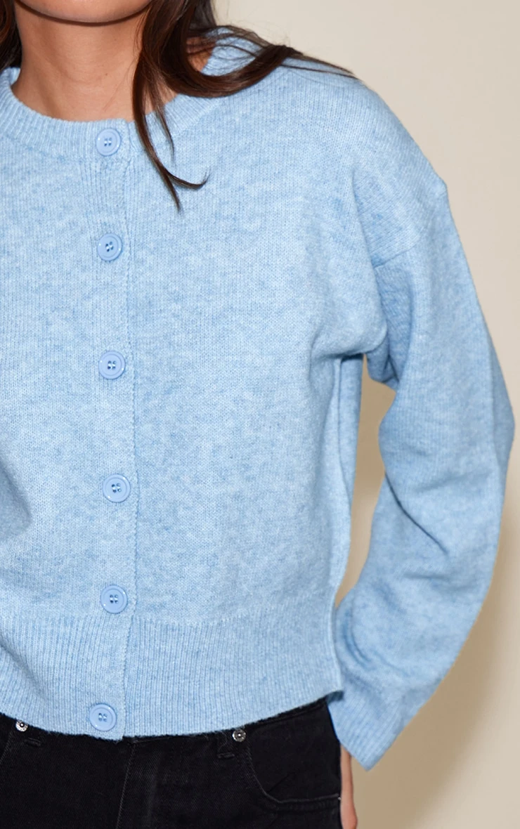 Prettylittlething Light Blue Crew Neck Knit Cardigan 4 Prettylittlething Light Blue Crew Neck Knit Cardigan - Image 4