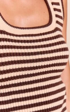 Brown Scooped Neck Striped Rib Knit Vest -FRAME Clothing Shop 442e4fbe5406d46b3306dc53d3b6e37a4290cdd0 CNO2525 4 brown scooped neck striped ribbed vest