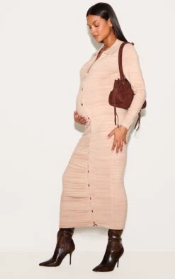 Prettylittlething Maternity Stone Knitted Asymmetric Buttons Ruched Bump Midi Dress -FRAME Clothing Shop 44afabce0dae51e7ad73d6a1904e73dc657f65e2 cms8021 3