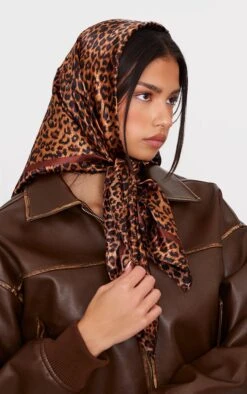 Prettylittlething Leopard Print Satin Head Scarf