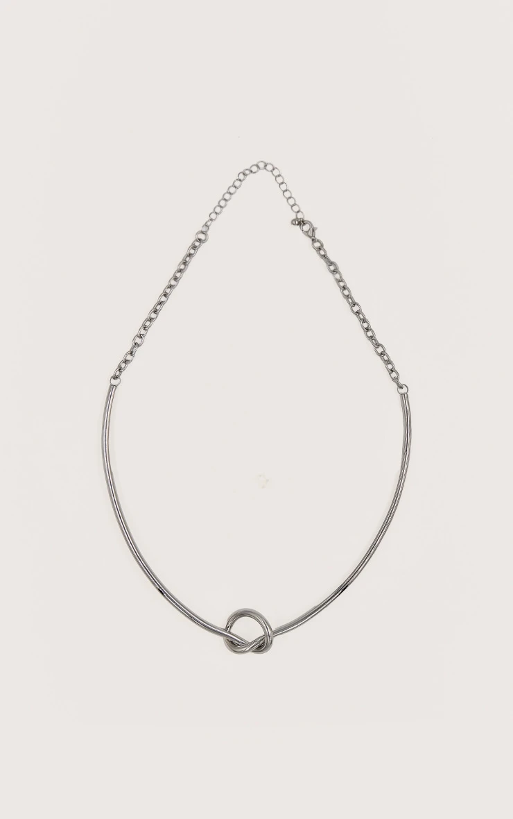 PrettyLittleThing Silver Smooth Structured Knot Necklace - Statement Evening Collarbone Jewelry 3 PrettyLittleThing Silver Smooth Structured Knot Necklace - Statement Evening Collarbone Jewelry - Image 3