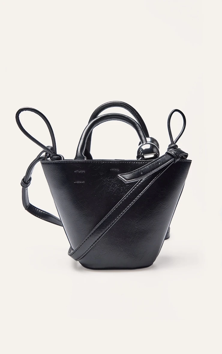Prettylittlething Black Bead Handle Bucket Cross Body Bag 4 Prettylittlething Black Bead Handle Bucket Cross Body Bag - Image 4