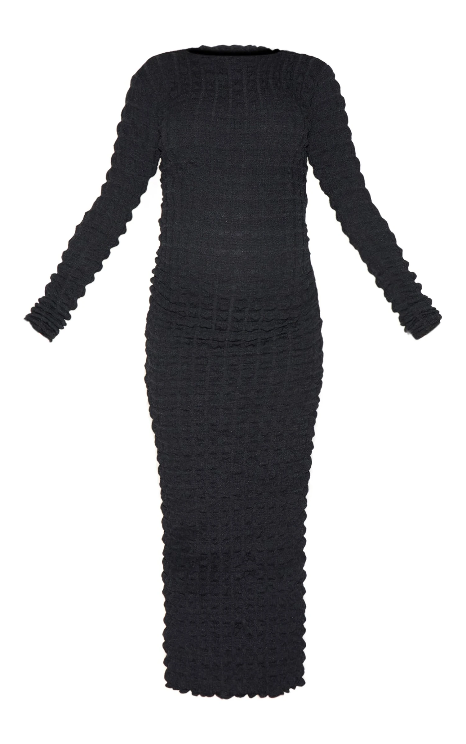 Prettylittlething Maternity Black Textured Bubble Midaxi Dress 5 Prettylittlething Maternity Black Textured Bubble Midaxi Dress - Image 5