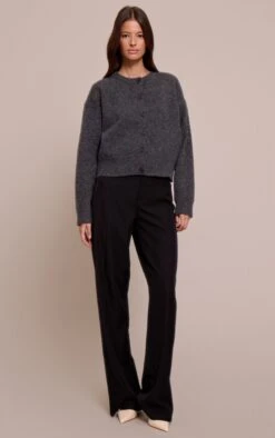 Prettylittlething Charcoal Crew Neck Knit Cardigan