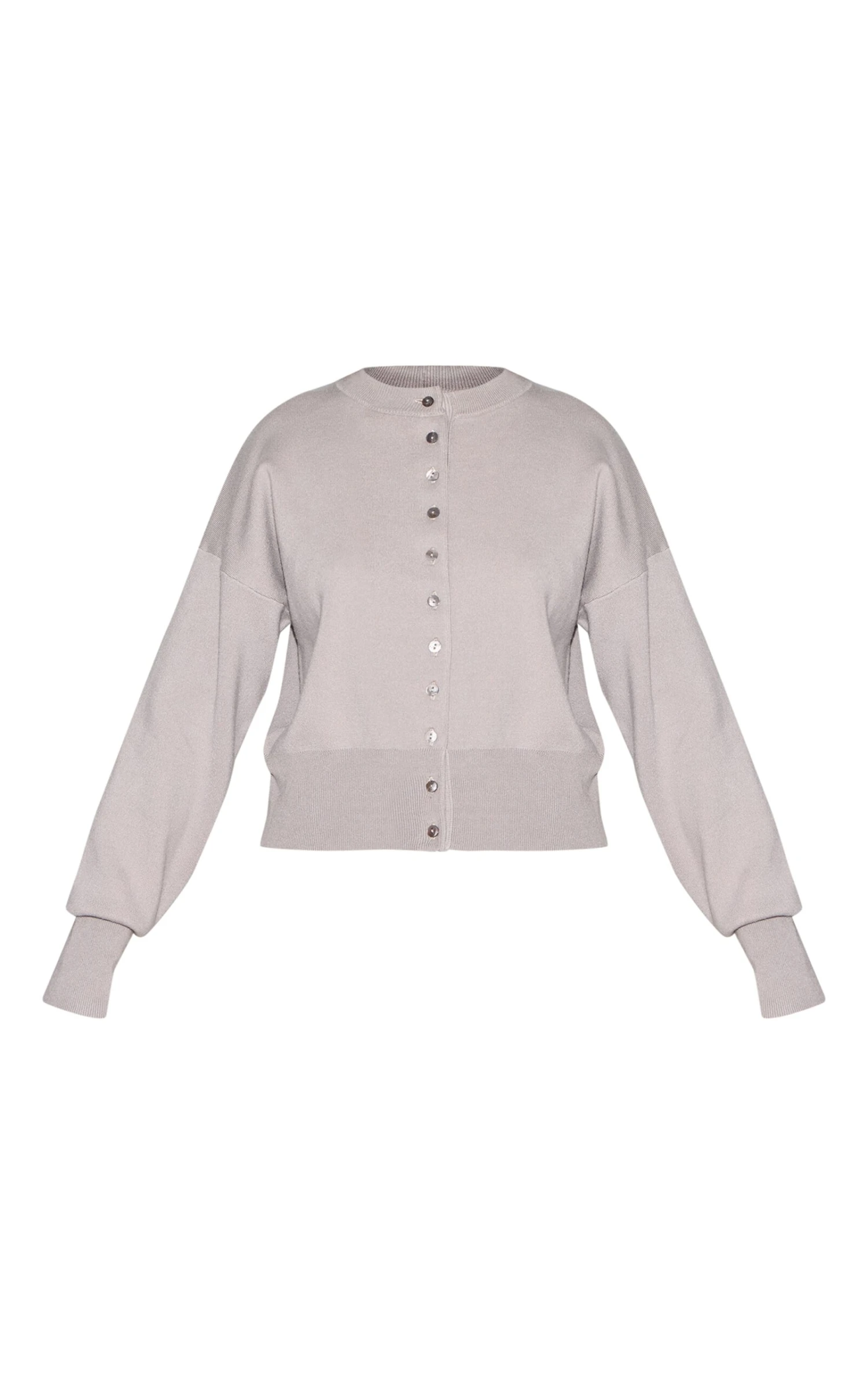 Prettylittlething Ash Grey Compact Knit Button Through Cardigan 5 Prettylittlething Ash Grey Compact Knit Button Through Cardigan - Image 5