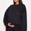 PrettyLittleThing Maternity Black Fleeceback Cropped Sweatshirt - Casual Off-Duty Fit