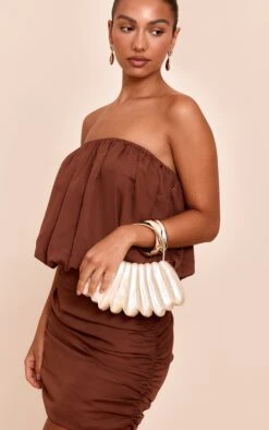 Prettylittlething Pearlescent Smooth Curved Hard Clutch