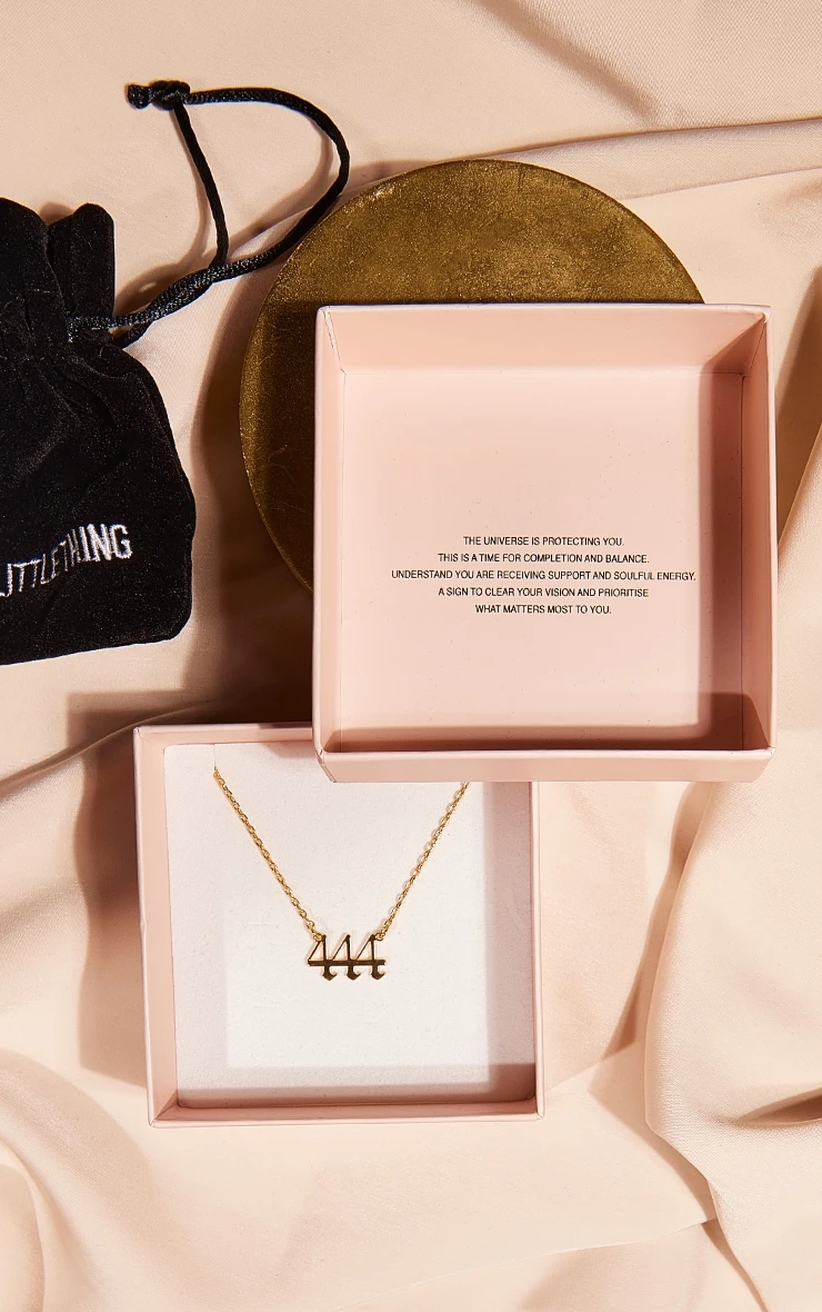 PrettyLittleThing Real Gold Plated 444 Angel Number Necklace - Adjustable Dainty Gold Jewelry 4 PrettyLittleThing Real Gold Plated 444 Angel Number Necklace - Adjustable Dainty Gold Jewelry - Image 4