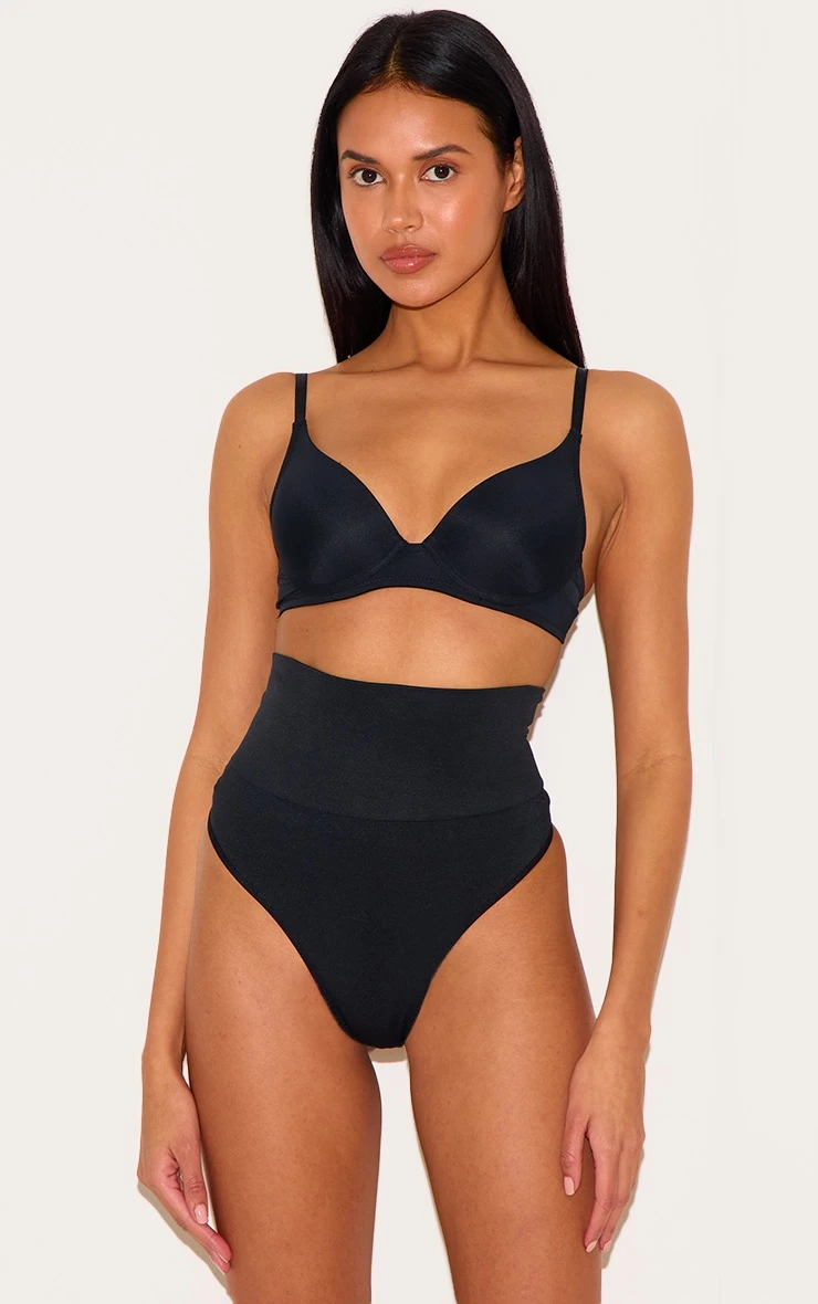 Prettylittlething Black Shapewear High Waisted Control Thong 1 Prettylittlething Black Shapewear High Waisted Control Thong