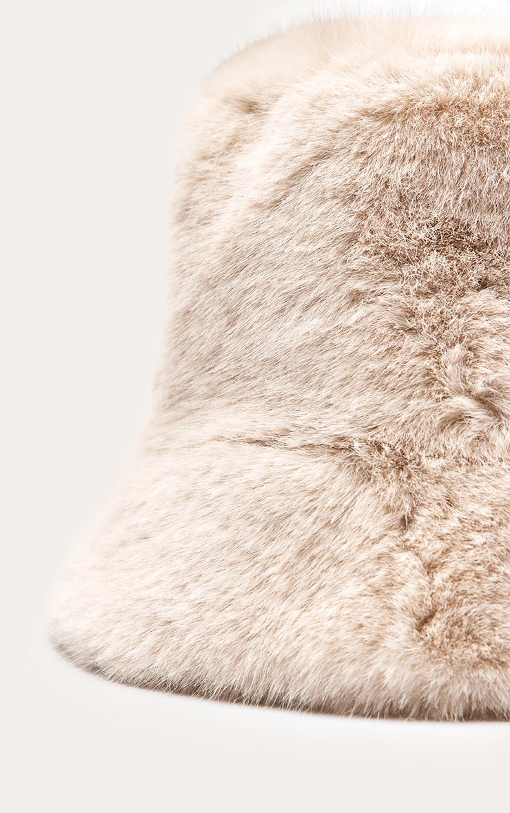 Prettylittlething Beige Faux Fur Bucket Hats 3 Prettylittlething Beige Faux Fur Bucket Hats - Image 3