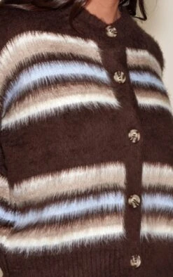 Prettylittlething Chocolate Striped Brushed Knit Cardigan -FRAME Clothing Shop 52f91d8eb677ac348cfef88f1820981b8a925289 cno9330 4 chocolate striped brushed knit cardigan