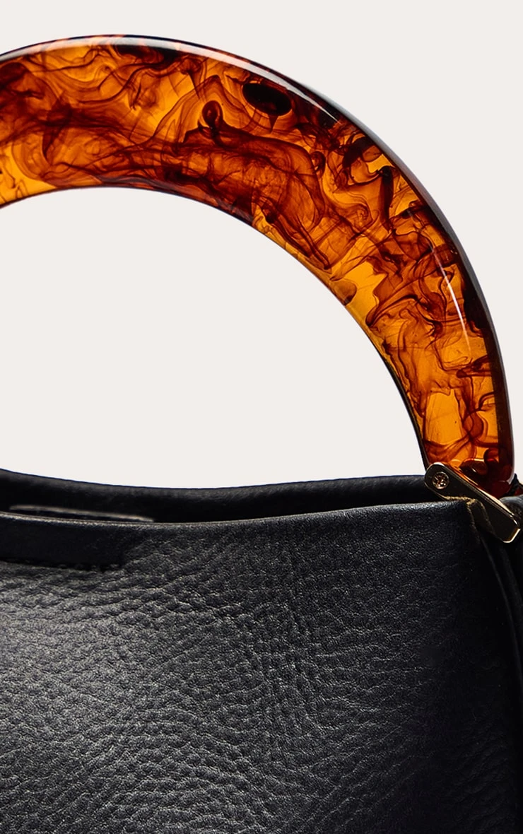 Chocolate Matte Bucket Bag with Glossy Resin Handle – Modern Patent PU Handbag 5 Chocolate Matte Bucket Bag with Glossy Resin Handle – Modern Patent PU Handbag - Image 5