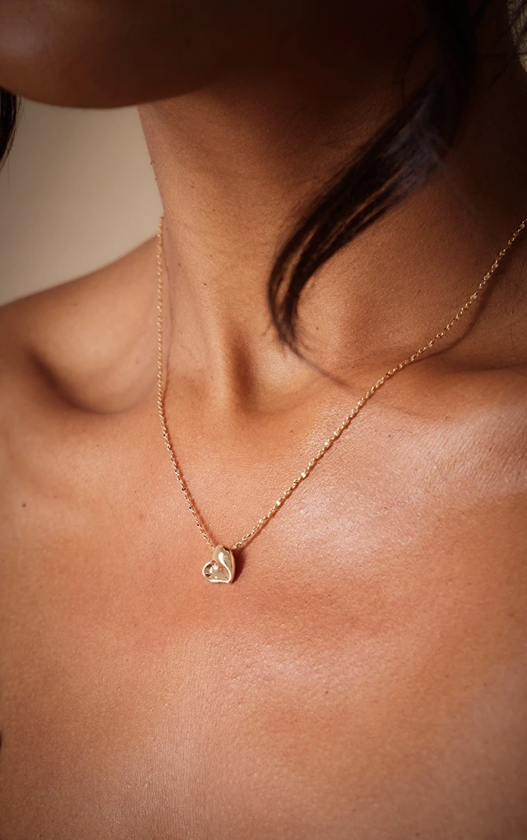PrettyLittleThing Gold Abstract Heart Detail Necklace β Elegant Molten Pendant Jewelry 2 PrettyLittleThing Gold Abstract Heart Detail Necklace β Elegant Molten Pendant Jewelry - Image 2