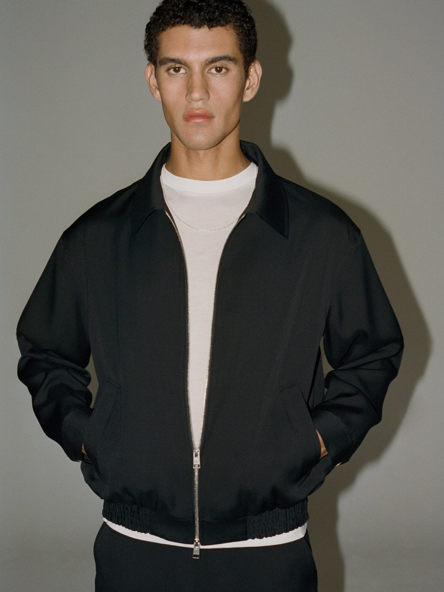 Men's Black Wool Blouson Jacket β Loose Fit Short Silhouette with Silver Zip 2 Men's Black Wool Blouson Jacket β Loose Fit Short Silhouette with Silver Zip - Image 2