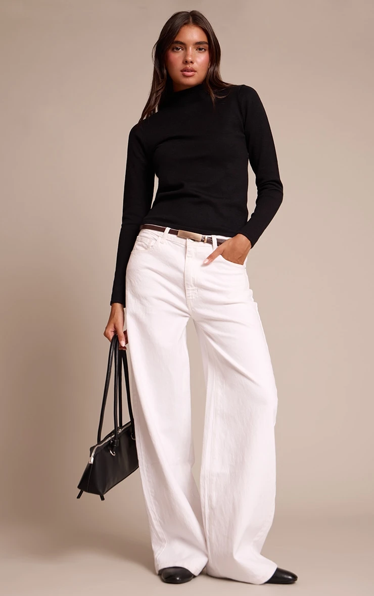 Black Fine Knit High Neck Sweater 3 Black Fine Knit High Neck Sweater - Image 3