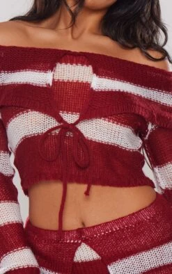 Cherry Red Abstract Soft Knit Foldover Tie Detail Bardot Top -FRAME Clothing Shop 58ec6c19f97c867d9411f9305b8aa29ed2760a13 cnh1122 4