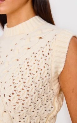 Prettylittlething Cream Textured Cable Knit Sweater Vest -FRAME Clothing Shop 5918404d7c6ef737c88cbc9057eaad8a30c5ae0a cnk3600 4