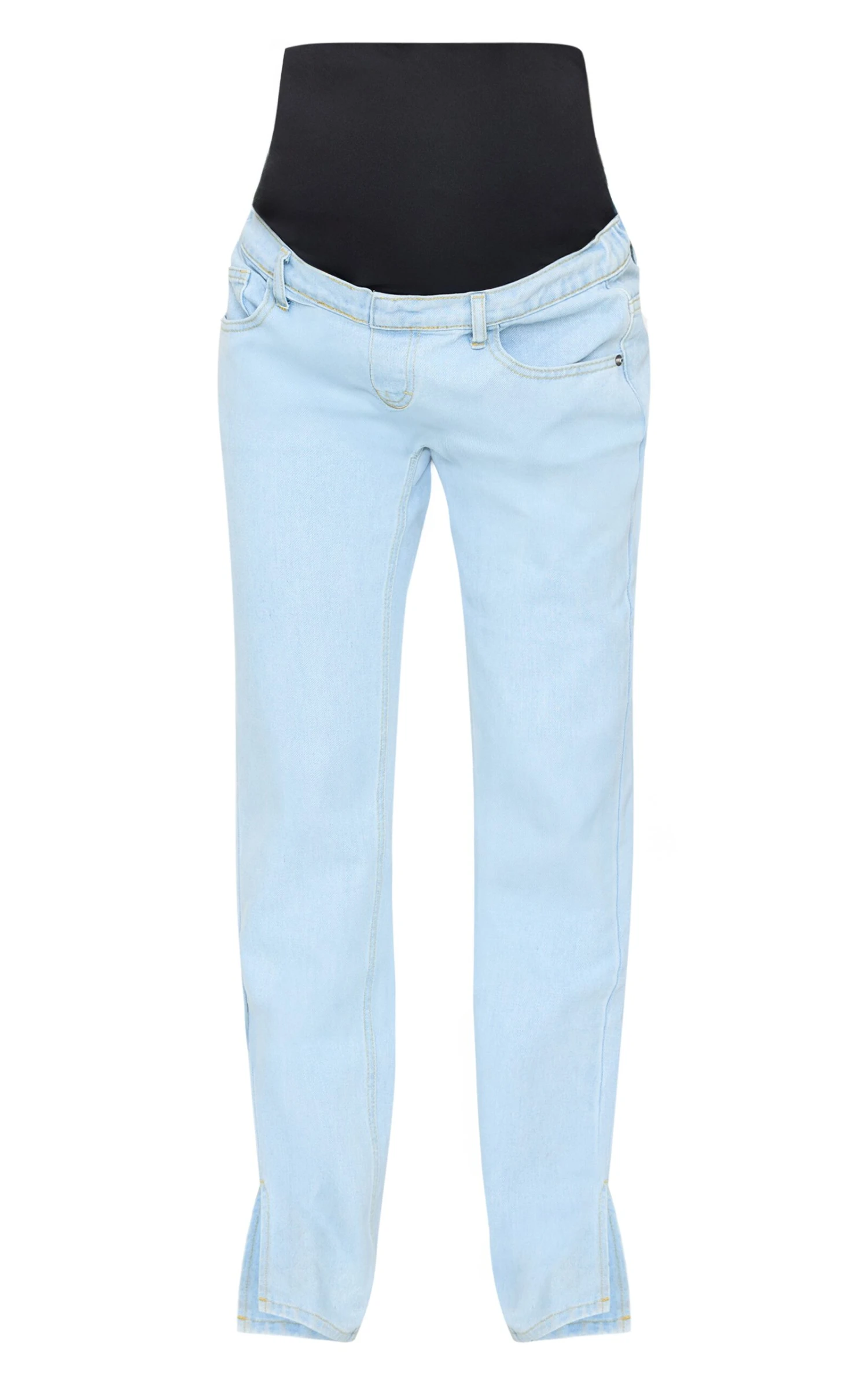 Prettylittlething Maternity Light Blue Wash Split Hem Jeans 5 Prettylittlething Maternity Light Blue Wash Split Hem Jeans - Image 5