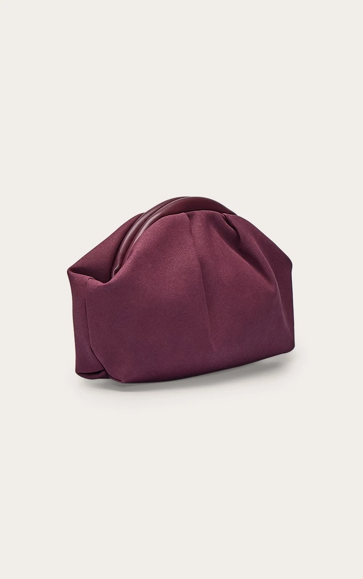 PrettyLittleThing Plum Faux Suede Hard Handle Structured Evening Clutch Bag 3 PrettyLittleThing Plum Faux Suede Hard Handle Structured Evening Clutch Bag - Image 3