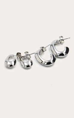 Prettylittlething Silver Teardrop Mini Hoop Multipack -FRAME Clothing Shop 5e759981c864666dd158c7312672cdb6082b5529 CNO5016 3 silver teardrop mini hoop multipack