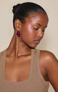 Prettylittlething Plum Resin Pear Shaped Stud Earrings