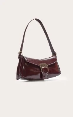 PrettyLittleThing Burgundy Crinkle PU Buckle Strap Shoulder Bag - Compact Faux Leather Purse -FRAME Clothing Shop 60581d5443e24ff18786b13bd2916642171c2f57 CNN6144 3 burgundy crinkle pu buckle shoulder bag