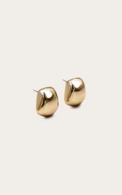 Prettylittlething Gold Square Chunky Stud Earrings