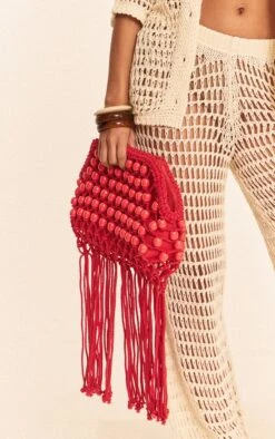 PrettyLittleThing Bright Red Beaded Weave Fringe Statement Clutch Bag -FRAME Clothing Shop 639183ba7773b2aefb32d99a994b1fd9b533e578 CNN3088 5 bright red beaded weave clutch bag