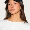 PrettyLittleThing Black with White Script Embroidery – Classic Curved Bill Dad Hat