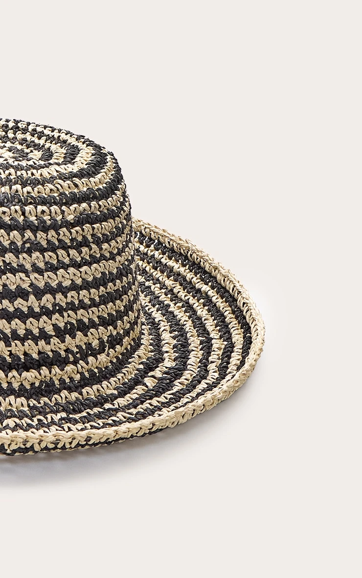 PrettyLittleThing Natural & Black Contrast Raffia Fisherman Hat – Woven Lightweight Sun Bucket Hat 3 PrettyLittleThing Natural & Black Contrast Raffia Fisherman Hat – Woven Lightweight Sun Bucket Hat - Image 3