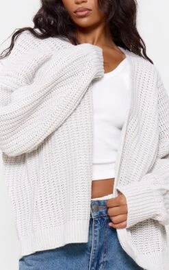 Prettylittlething Grey Chunky Knit Slouchy Cardigan -FRAME Clothing Shop 645d408d46d026f11db37e75ea5f76aaadafa003 cmk2924 4